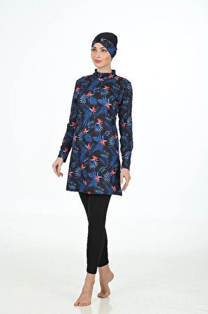 Aesco Fantasy 3315  Bayan Yaprak Desenli Tesettür Mayo