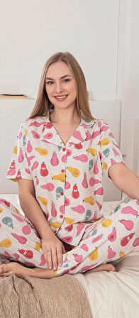 Aesco Alissa 6274 Kadın Armut Desenli Patlı Pijama Takımı