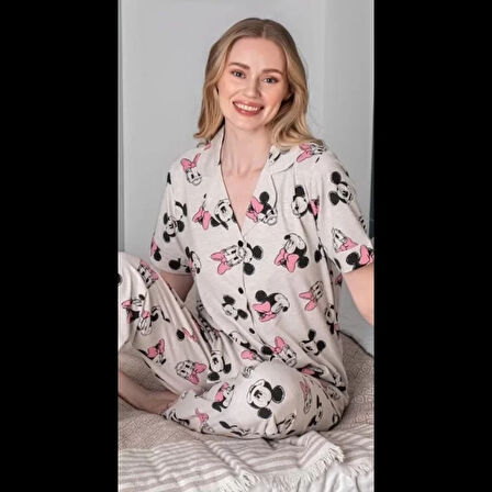 Aesco Freshness 110 Minnie Mauslu Patlı Kısa Kol Pijama Takımı