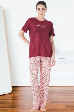 Aesco Estiva 25165 Kadın Marla Çicekli Kısa Kol Pijama Takımı