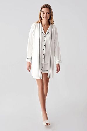 Aesco Freshness 324 Kadın 4'Lü Sabahlıklı Şorlu Pijama Takımı