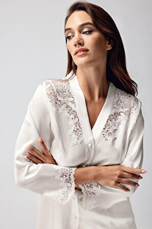 Aesco Freshness 9950-PT Saten Dantel Detaylı Pijama Takımı