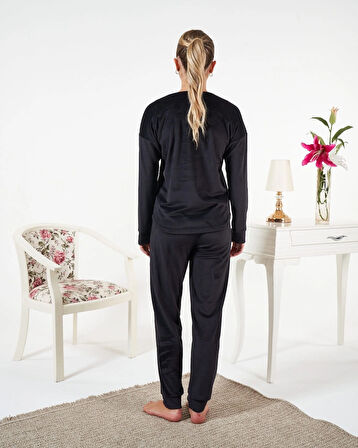 Aesco Estiva 25384 Uzun Kol Kadife Pijama Takımı