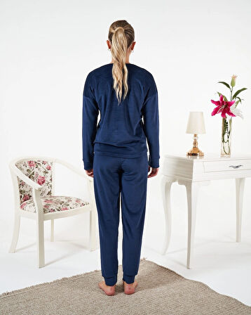 Aesco Estiva 25381 Uzun Kol Kadife Pijama Takımı