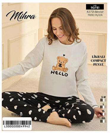 Aesco Mihra 90781 Kadın Ayıcıklı Uzun Kol Pijama Takımı