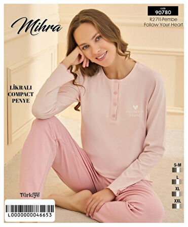 Aesco Mihra 90780 Kadın Yarı Patlı Uzun Kol Pijama Takımı