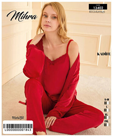 Aesco Mihra 13402 Kadın Kadife 3'Lü Pijama Takımı