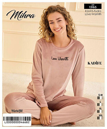 Aesco Mihra 13165 Kadın Kadife Uzun Kol Pijama Takımı