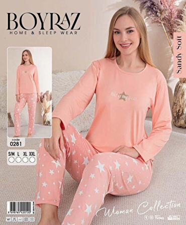 Aesco Boyraz 0281 Kadın Sandy Soft Uzun Kol Pijama Takımı