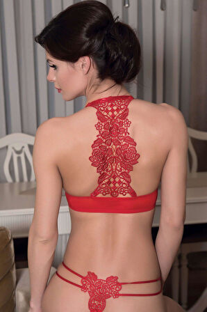 Aesco Balenli Destekli Dolgulu Askıları Çıkabilen Önden Açılan Sırt Dekolte Sütyen ve String Takım