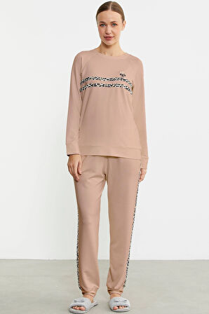 Aesco Sementa 76446 Leopar Çizgili Jogger Pijama Takım
