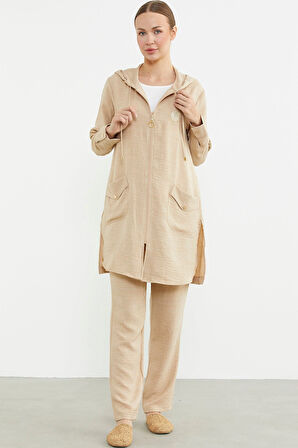 Aesco Sementa 76473 Büyük Beden Keten Görünümlü Üçlü Takım