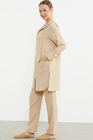 Aesco Sementa 76473 Büyük Beden Keten Görünümlü Üçlü Takım