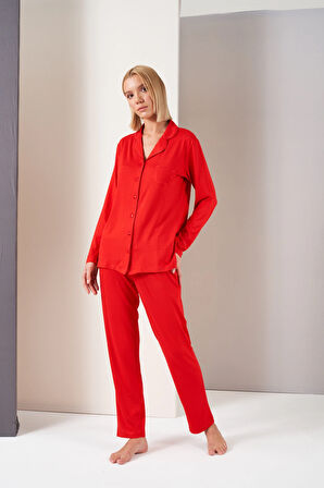 Aesco Pjs 26028  kadin Önden Düğmeli Pijama Takımı