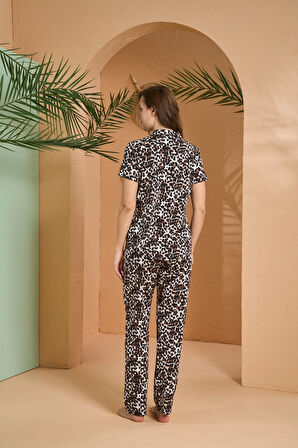 Aesco PJS 27063 Kısa Kol Gömlek Yaka Patlı Pijama Takımı