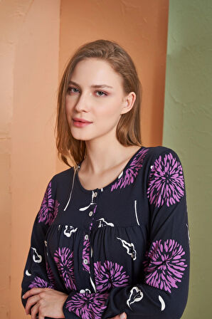 Aesco PJS 27166 Kadın Uzun Kol Gecelik