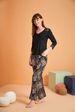 Aesco PJS 28040 Kadın V Yaka Pijama Takım