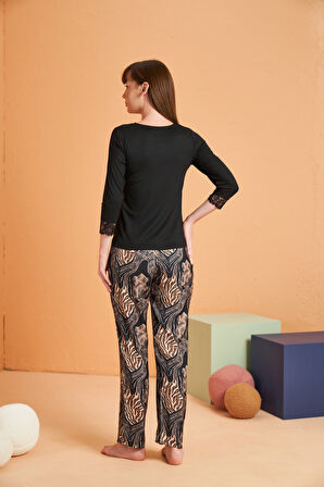 Aesco PJS 28040 Kadın V Yaka Pijama Takım