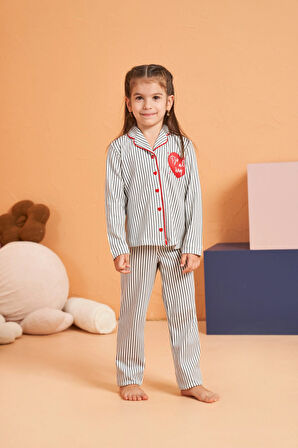 Aesco Pjs 28065 Çocuk Düğmeli Pijama Takım