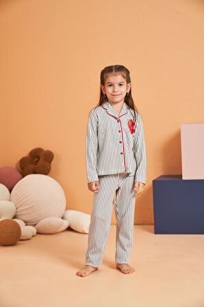 Aesco Pjs 28065 Çocuk Düğmeli Pijama Takım