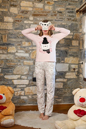 Aesco Aqua 26235 Kadın Şapka Detaylı Uzun Kol Pijama Takımı