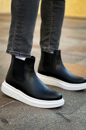 Aesco MN613 Chelsea Bot Vegan Deri Ortopedik Siyah 3.5 cm Topuklu