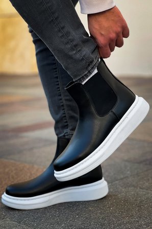 Aesco MN613 Chelsea Bot Vegan Deri Ortopedik Siyah 3.5 cm Topuklu