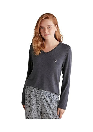 Aesco Nautıca W618 Kadın Patlı V Yaka Uzun Kollu Pijama Takımı
