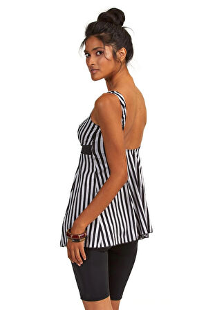 Aesco Argento 0551-9130 Kadın Çizgili Yarı Kapalı Taytlı Tankini