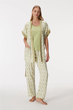 Aesco Anıl 11421 Kadın Sabahlık, Atlet ve Pantolon Takım