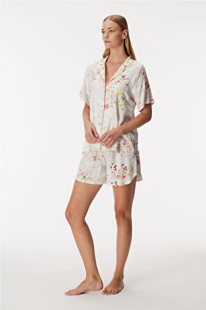 Aesco Anıl 11355 Kadın Kısa Kol Gömlek ve Şort Takım