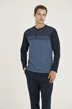 Aesco Kocabey 9218 Erkek Midi Yaka Pijama Takım