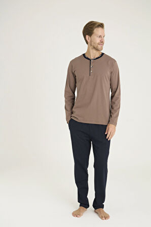 Aesco Kocabey 9245 Erkek Midi Yaka Pijama Takım