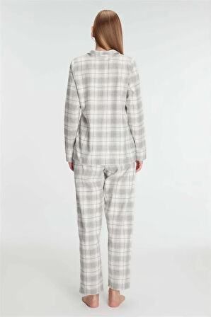 Aesco Anıl Kare Desenli Pamuklu Gömlek Pijama Takımı