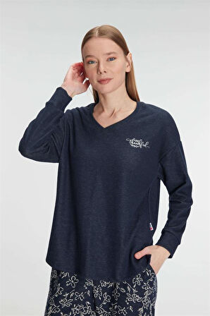 Aesco Uzun Kol Sweatshirt Pantolon Pijama Takımı