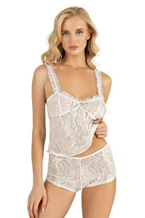 Aesco Ekru Saten Şort Takımı 9221