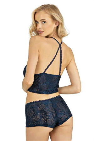 Aesco Lacivert Saten Şort Takımı 9222