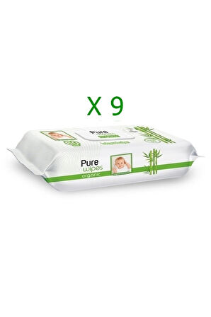 Pure Wipes Organik Bambu Özlü Islak Havlu 60'lı X 9'lu Avantaj Paketi