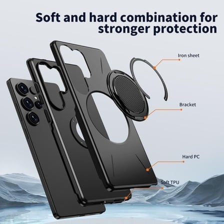 Galaxy S26 Ultra için Kılıf 360° Dönebilen Standlı [MagSafe ile Uyumlu] S26 Ultra Koruyucu Güçlü Man