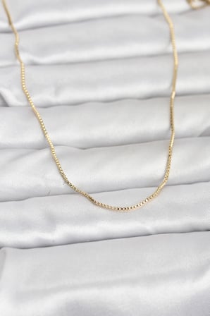 CM 14K Gold Renk İnce Kare Zincirli Model 60 cm Kadın Kolye