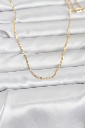 CM 14K Gold Renk Lazer Puntalı Model 60 cm Kadın Kolye