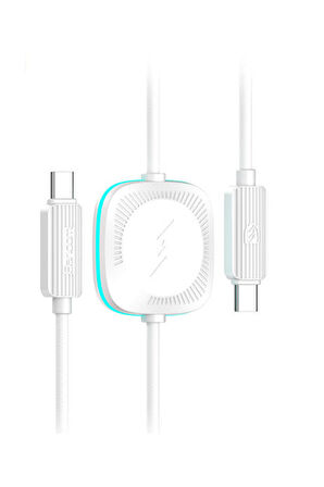 60W Type-C to Type-C ve 2.5W Kablosuz Saat Şarj Çıkışlı 2in1 PD Hızlı Şarj Kablosu Apple Watch Şarj Aleti