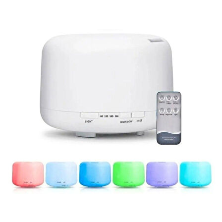 Uzaktan Kumandalı 500 Ml Ultrasonik Hava Nemlendirici Aromaterapi Uçucu Yağ Difüzörü 7 Renk Led Işıklı