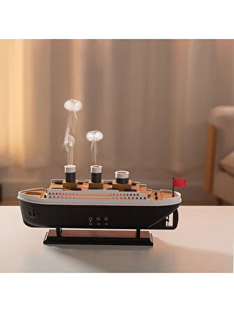 Titanic Gemi Hava Nemlendirici Aromaterapi Difüzörü Led Işıklı Buhar Makinesi 