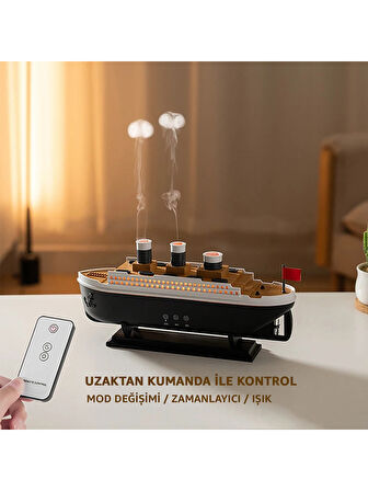 Titanic Gemi Hava Nemlendirici Aromaterapi Difüzörü Led Işıklı Buhar Makinesi 