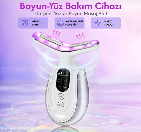 Yüz Ve Boyun Kırşıklık Giderici Ems Güzellik Cihazı LCD Göstergeli 7 Modlu 400 mAh Auhma Ahv-04