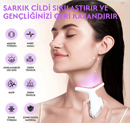 Yüz Ve Boyun Kırşıklık Giderici Ems Güzellik Cihazı LCD Göstergeli 7 Modlu 400 mAh Auhma Ahv-04