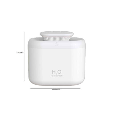 H2O Humidifier 3300 ml Ultrasonik Hava Nemlendirici Buhar Makinesi ve Aroma Difüzörü Çift Buhar Çıkışlı Rgb Işıklı