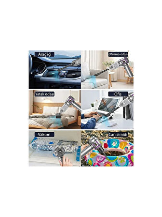 Auhma AHV-20 Kablosuz Araç İçi Süpürge 17000PA Güçlü Vakum Dijital Göstergeli 100W Fırçasız Motor Üfleme Vakum Özellikli Yeşil