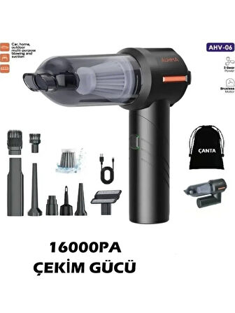 Auhma Ahv-06 16.000PA Katlanabilir 3 Kademeli Kablosuz Araç İçi Süpürge Profesyonel Ultra Çekim Güçlü Mini Araç Süpürgesi